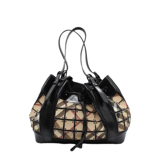 Borsa Burberry in pelle verniciata e tela plastificata