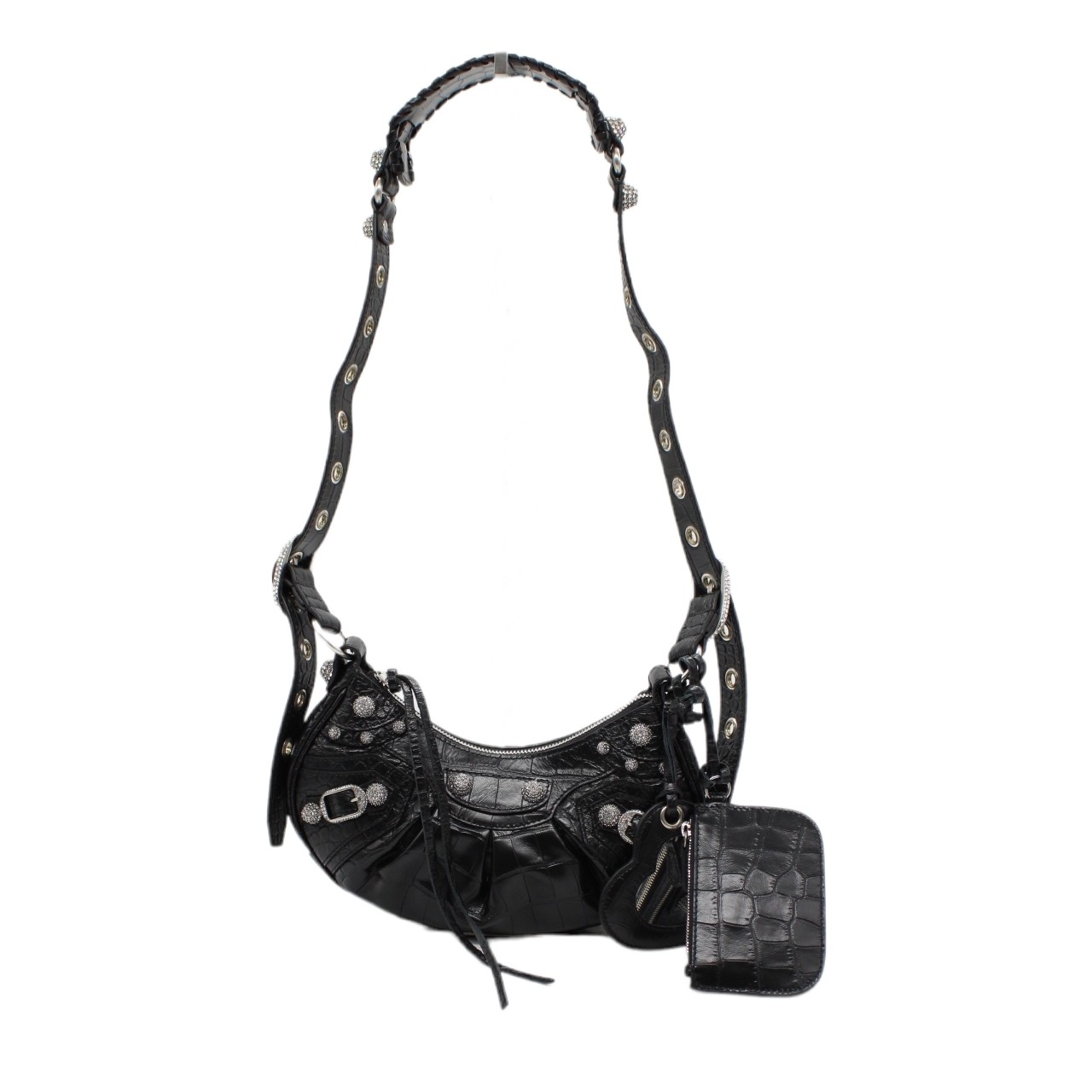 Borsa Balenciaga Cagole xs stampa cocco e strass thumb