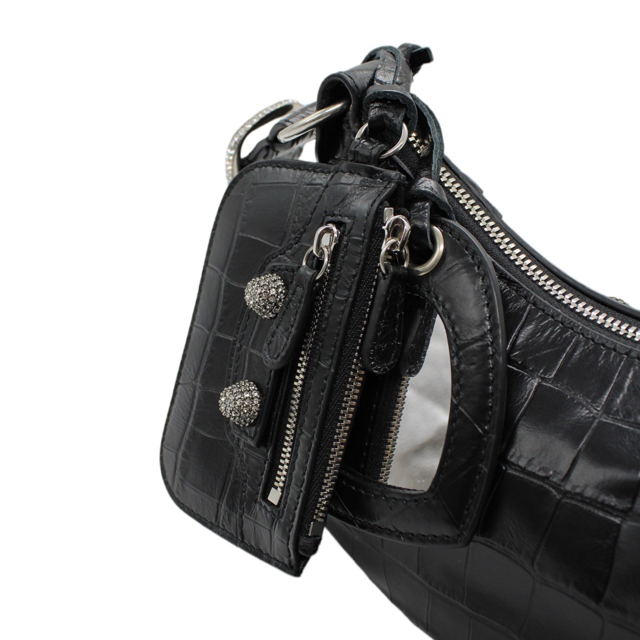 Borsa Balenciaga Cagole xs stampa cocco e strass thumb