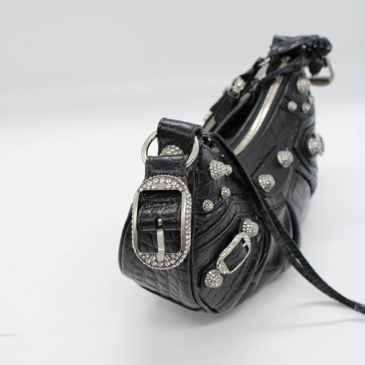 Borsa Balenciaga Cagole xs stampa cocco e strass thumb