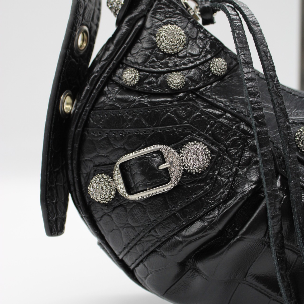 Borsa Balenciaga Cagole xs stampa cocco e strass thumb