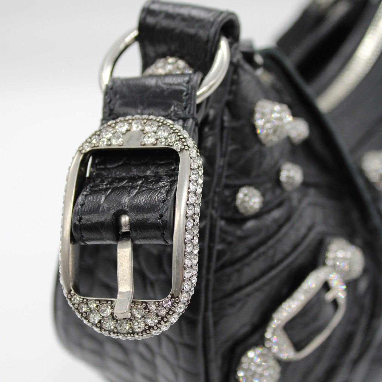 Borsa Balenciaga Cagole xs stampa cocco e strass thumb