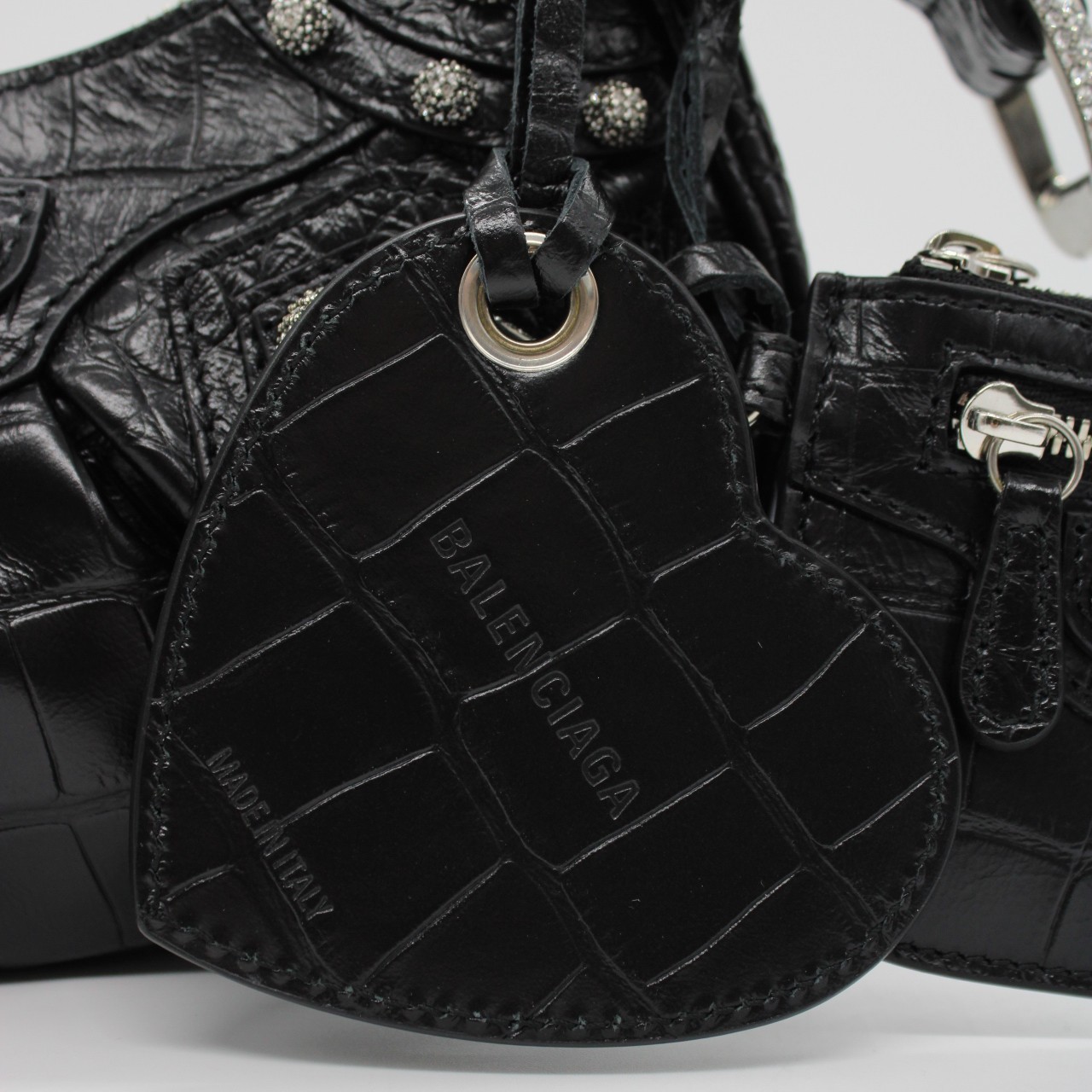 Borsa Balenciaga Cagole xs stampa cocco e strass thumb