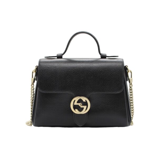 Borsa Gucci Interlocking in pelle nera