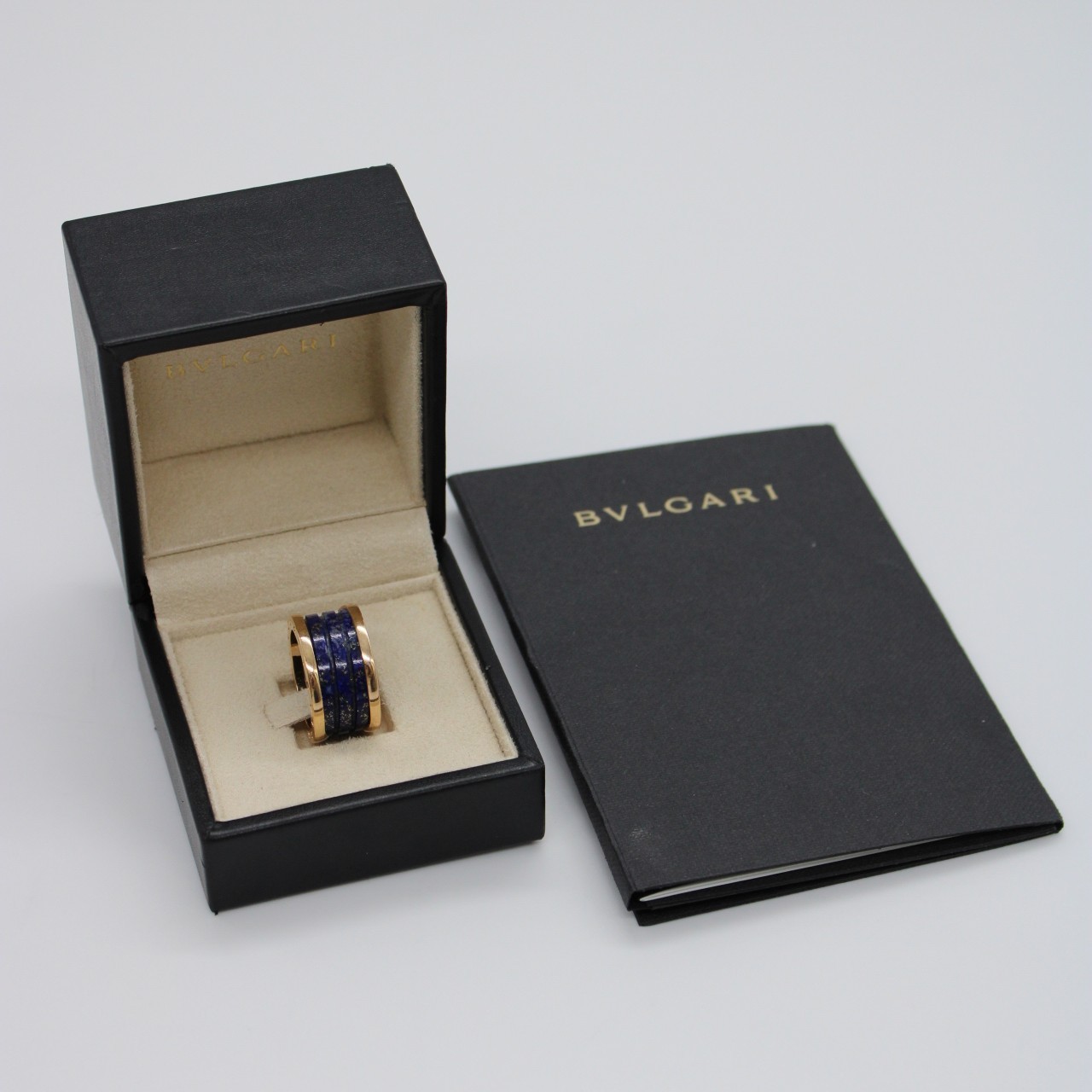 Anello Bulgari B zero1 in oro rosa e marmo blu thumb