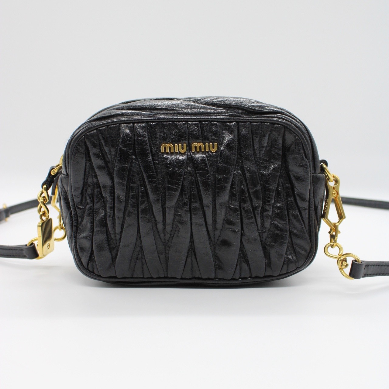 Tracolla Miu Miu in pelle nera thumb