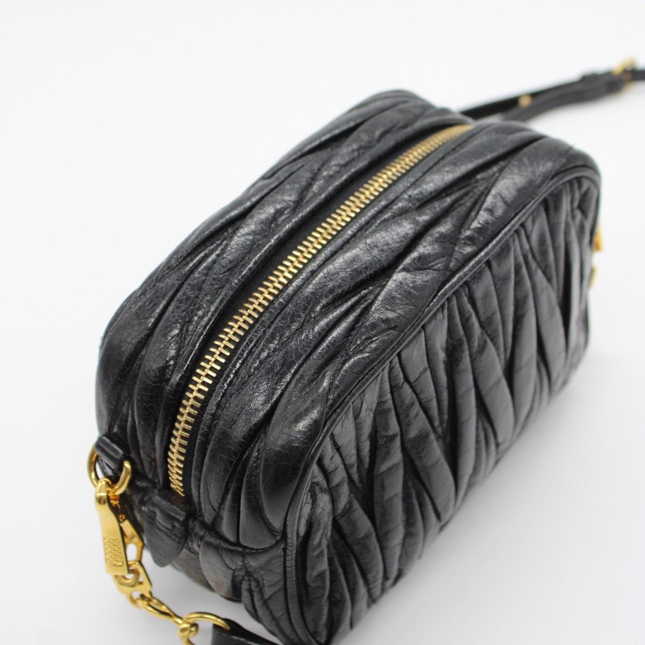 Tracolla Miu Miu in pelle nera thumb