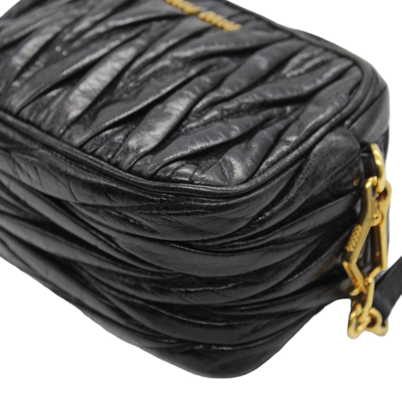 Tracolla Miu Miu in pelle nera thumb