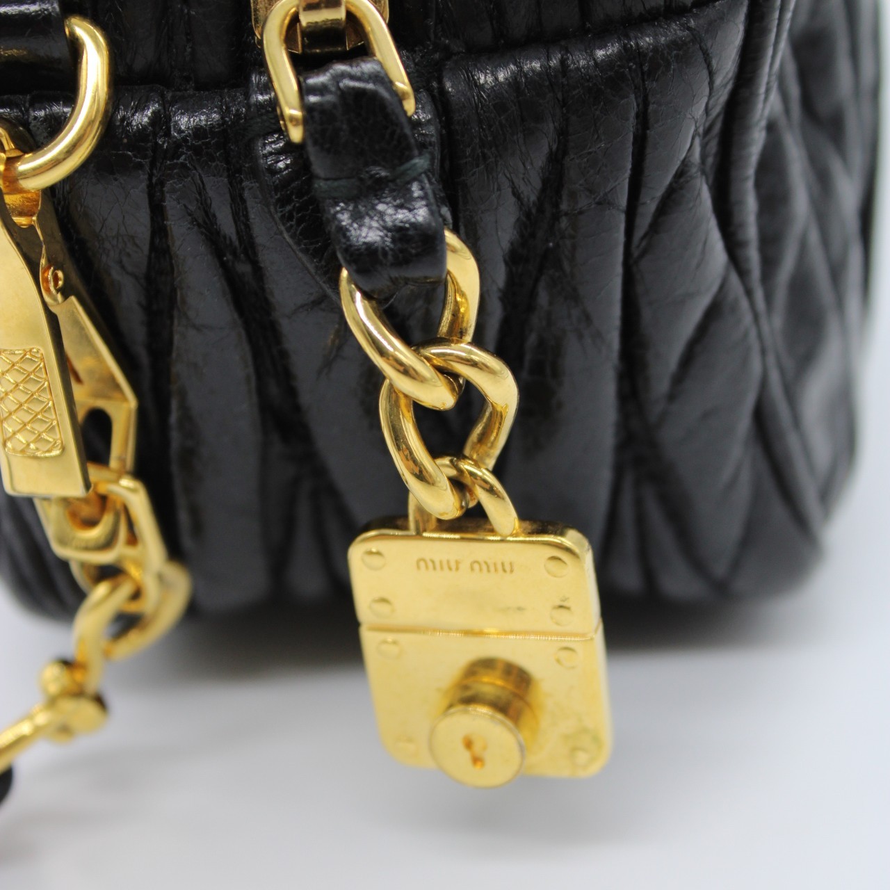 Tracolla Miu Miu in pelle nera thumb