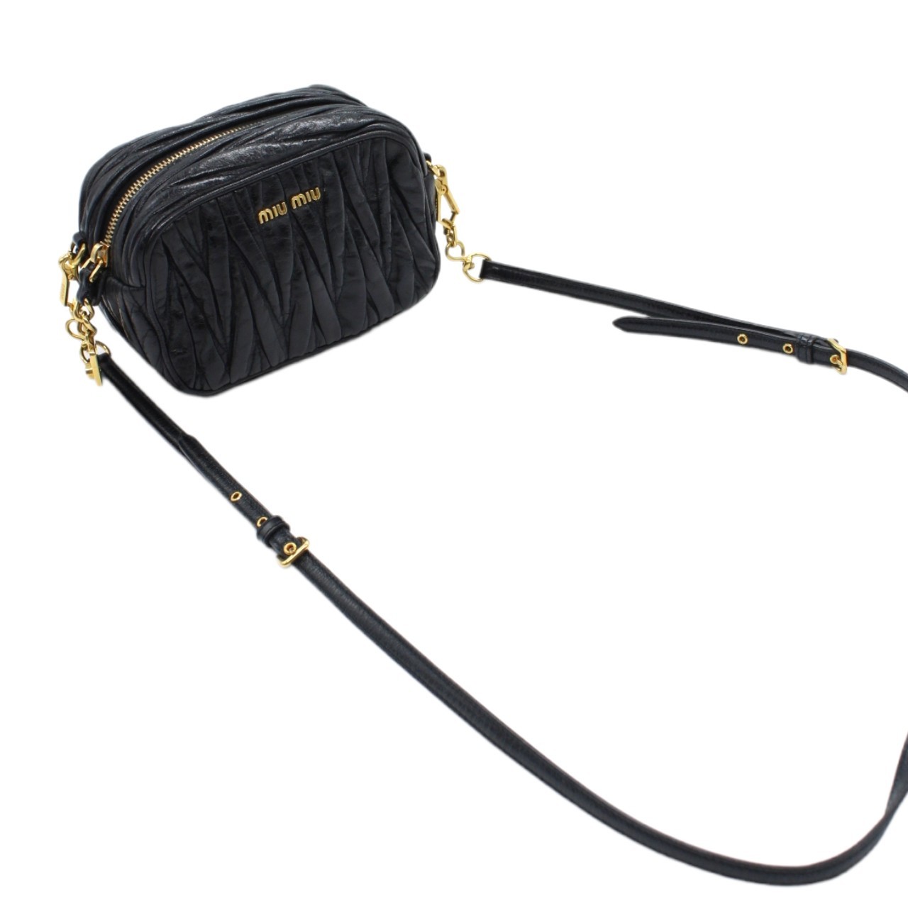 Tracolla Miu Miu in pelle nera thumb