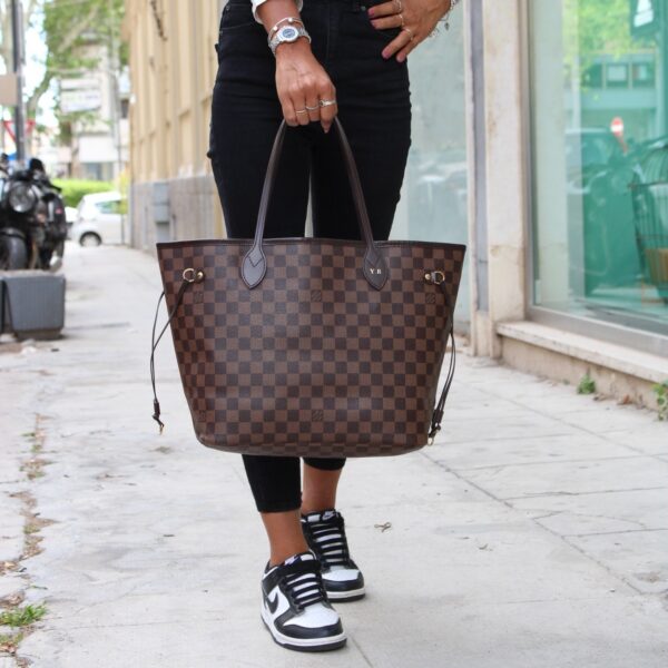 Borsa Louis Vuitton Neverfull MM in damier ebene