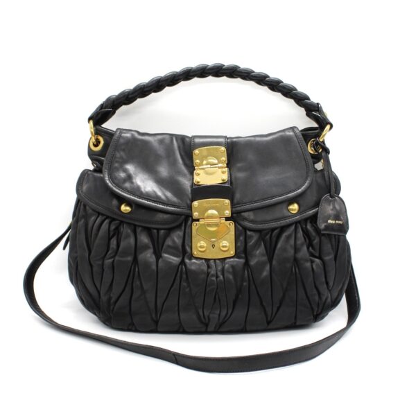 Borsa Miu Miu coffer in pelle nera matelassè