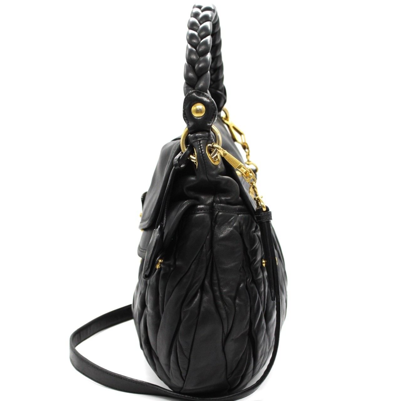 Borsa Miu Miu coffer in pelle nera matelassè thumb