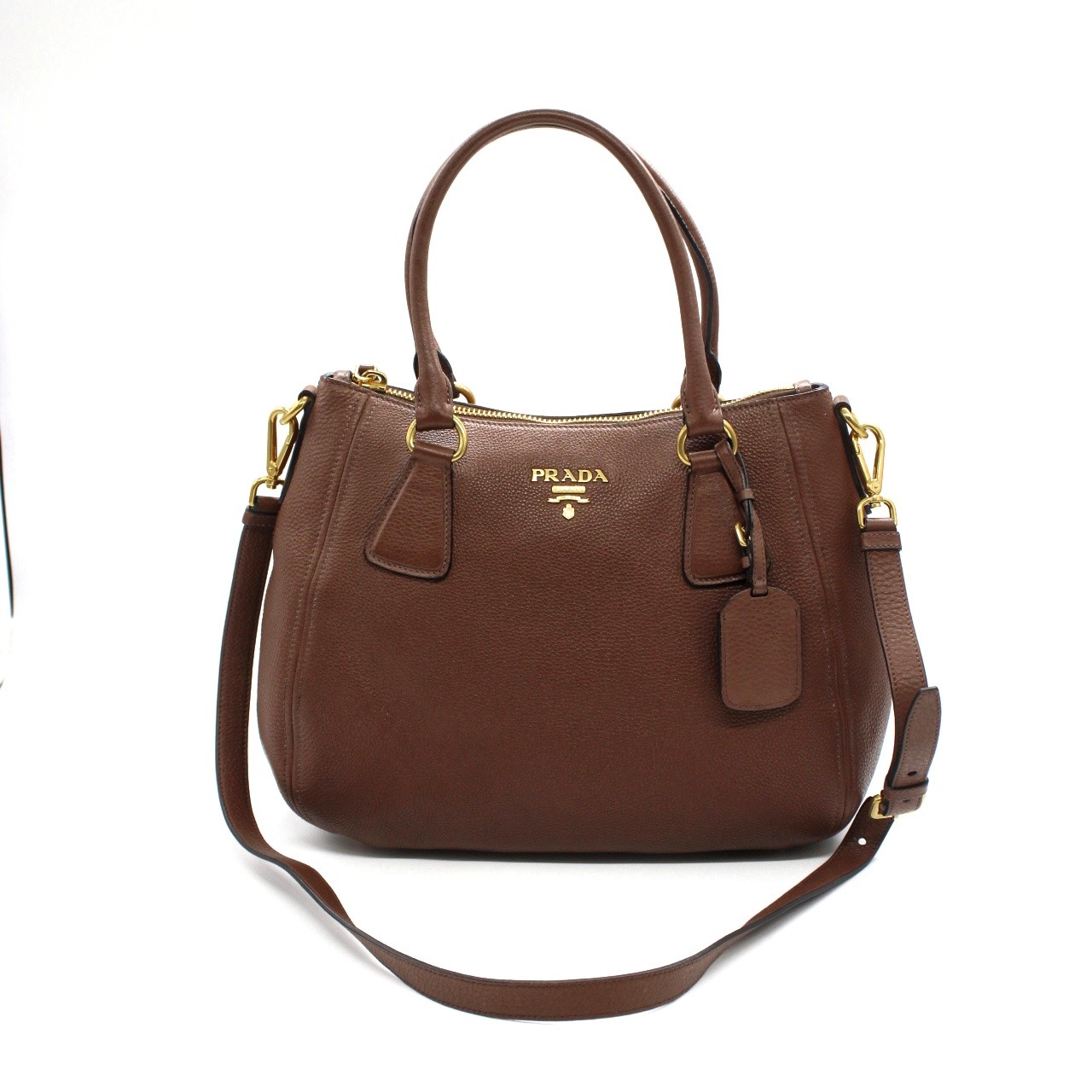 Borsa Prada in pelle martellata marrone thumb
