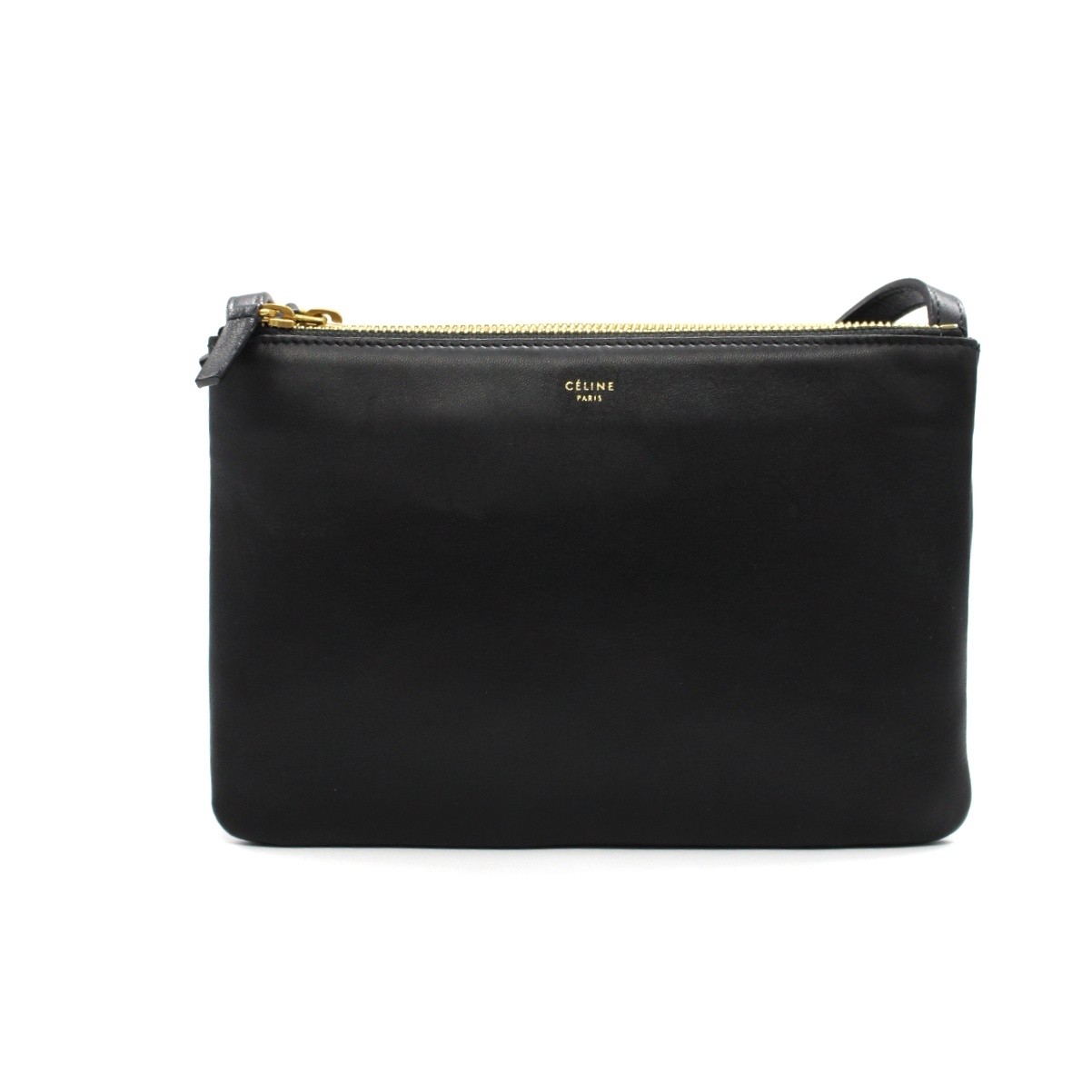 Tracolla Celine trio in pelle nera thumb