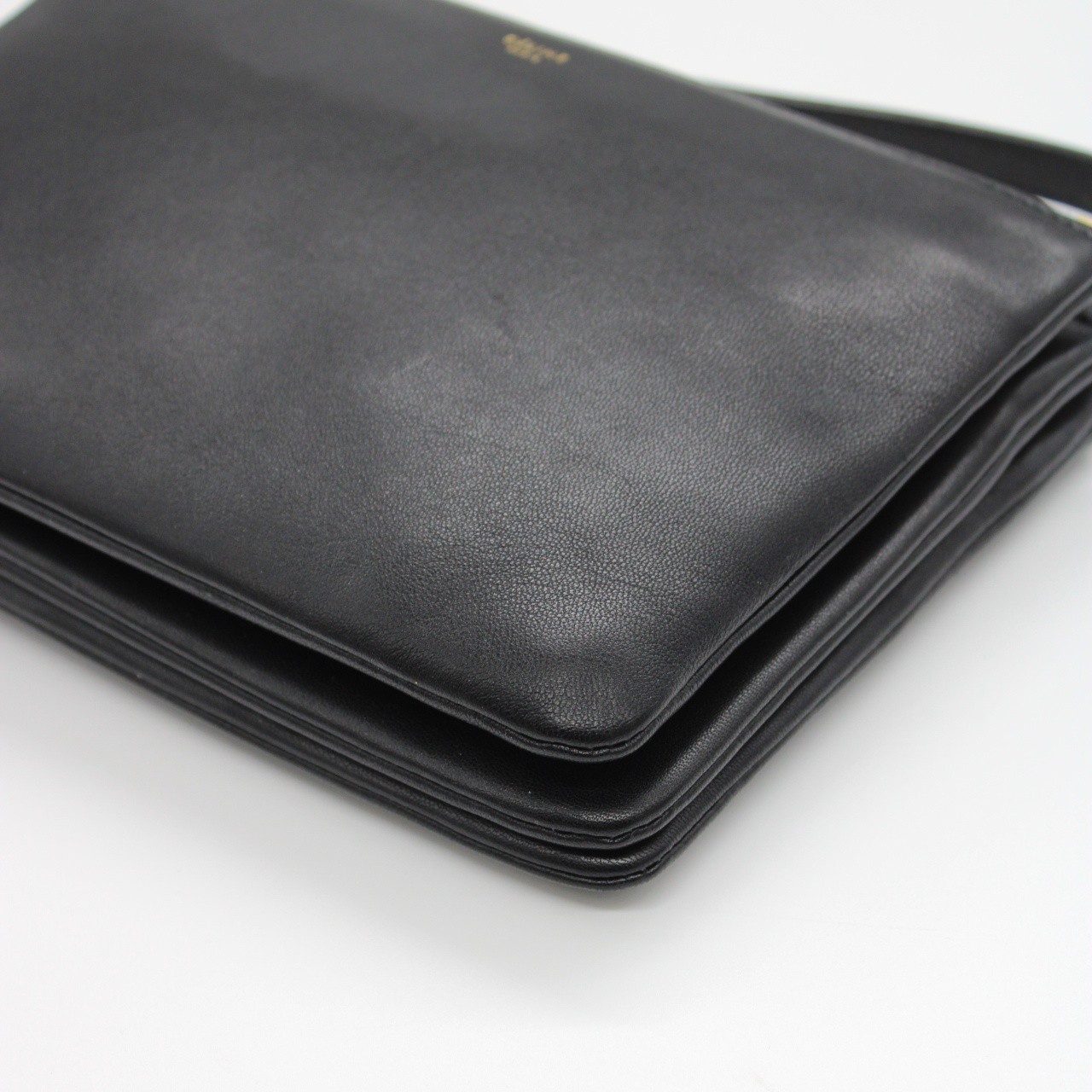 Tracolla Celine trio in pelle nera thumb