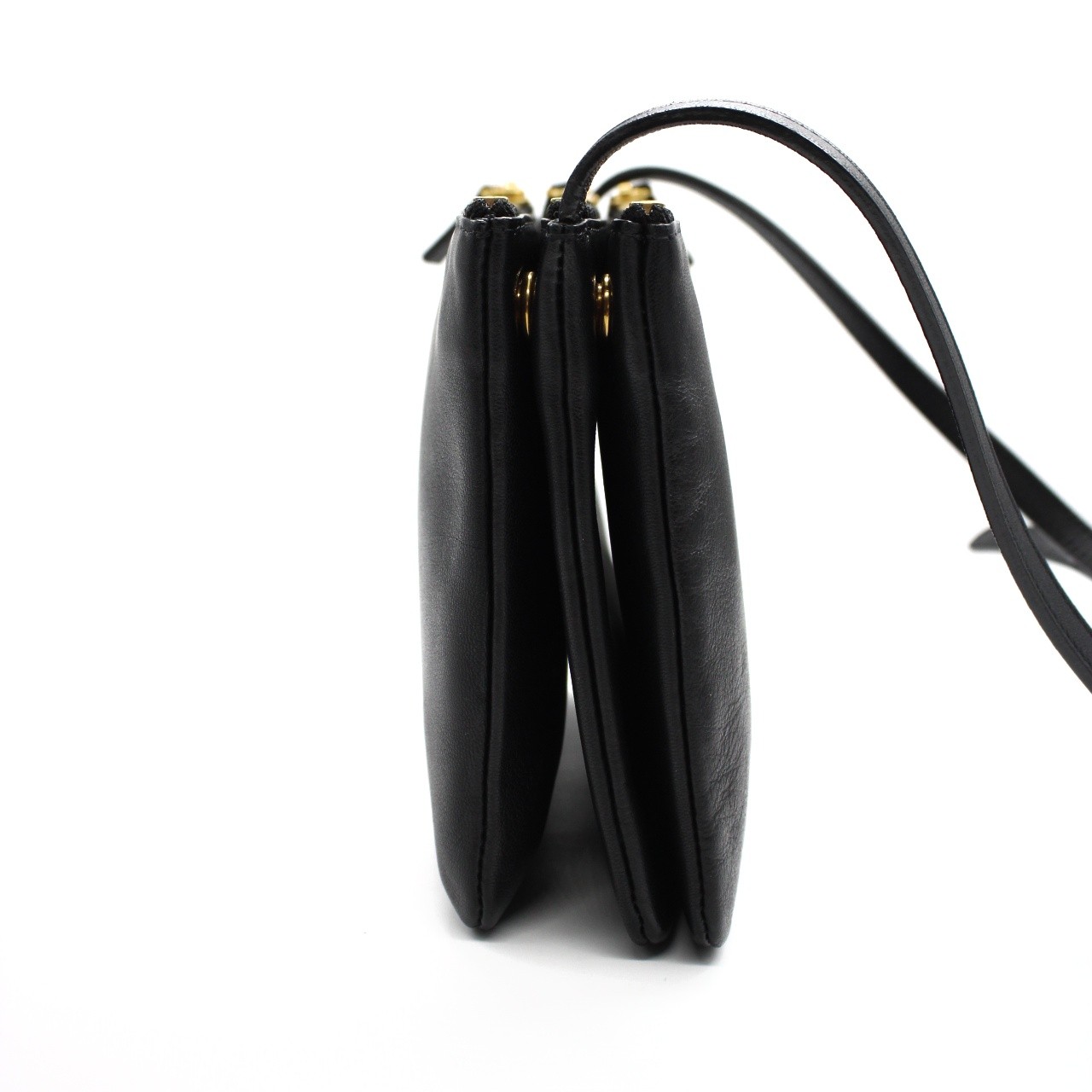 Tracolla Celine trio in pelle nera thumb