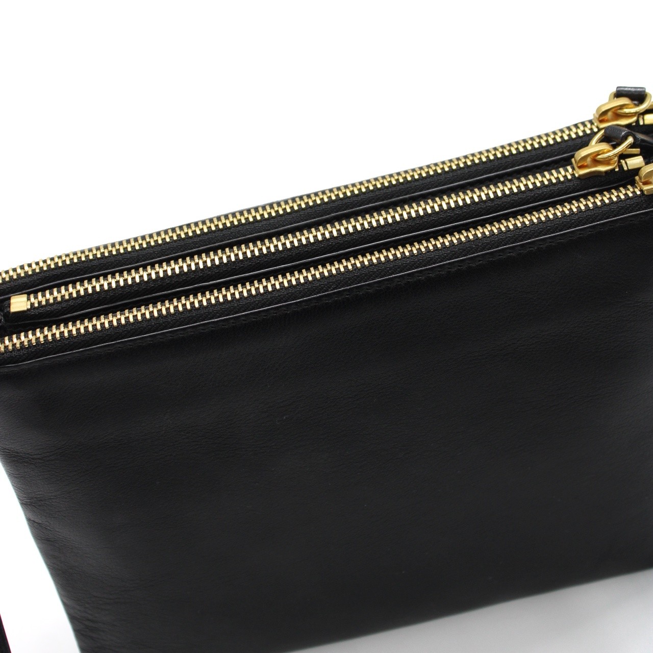 Tracolla Celine trio in pelle nera thumb