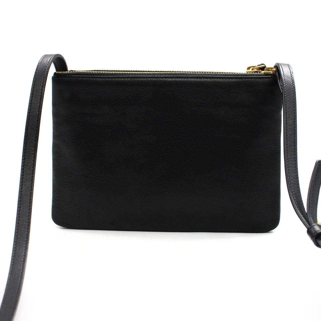 Tracolla Celine trio in pelle nera thumb