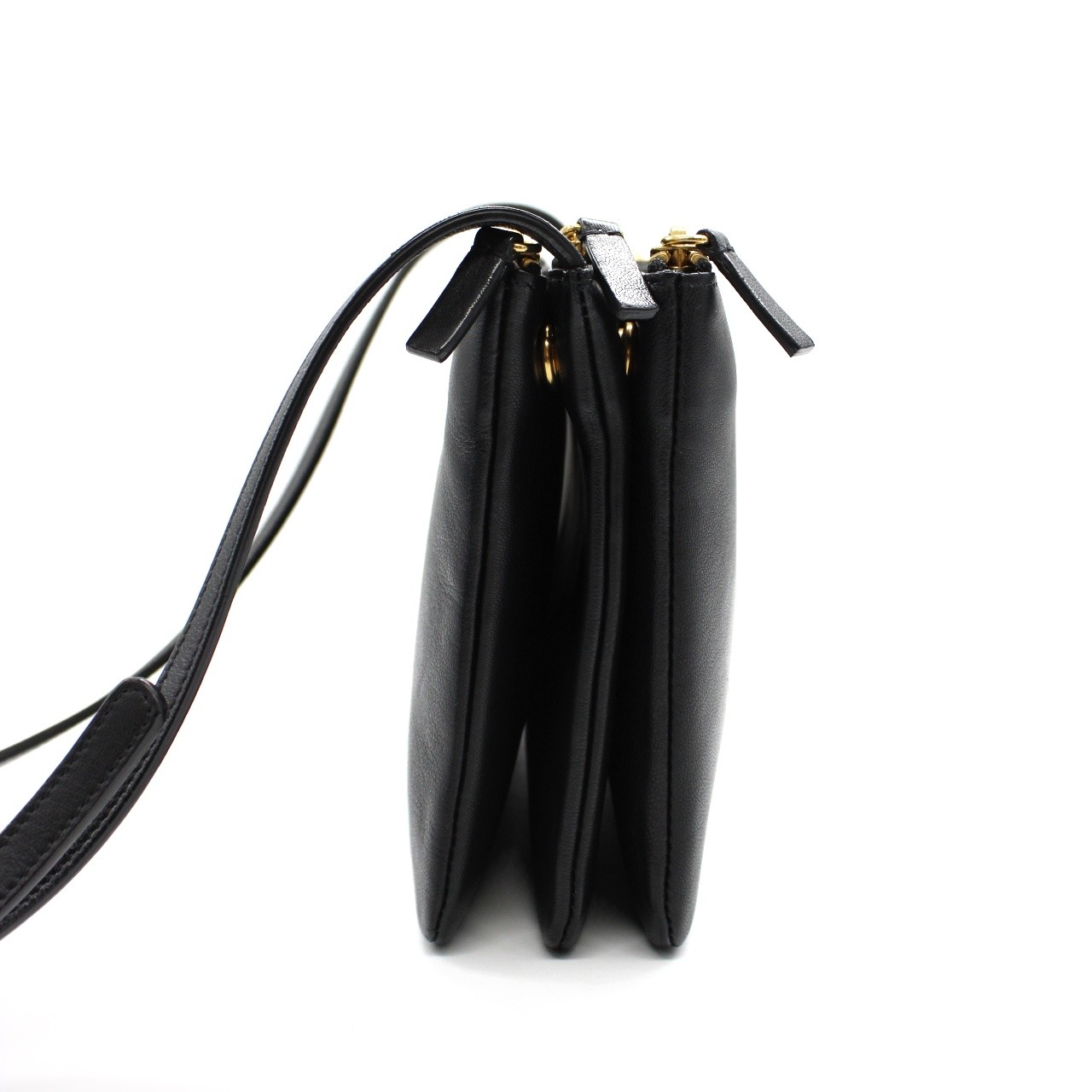 Tracolla Celine trio in pelle nera thumb