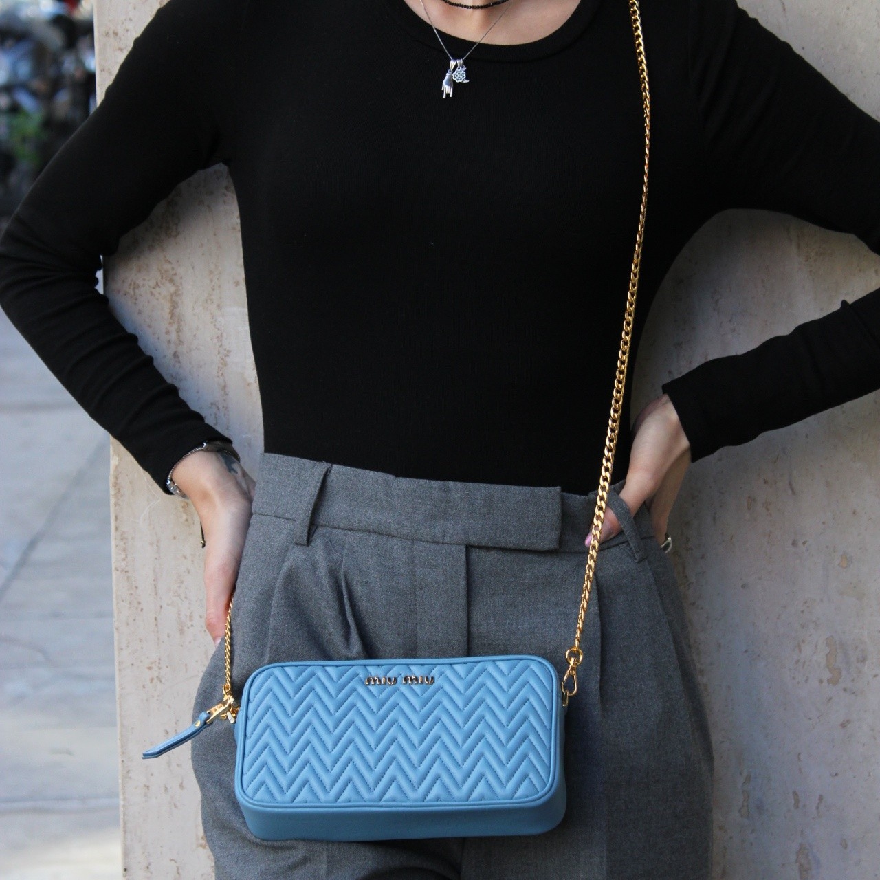 Tracolla Miu Miu in pelle nappa thumb
