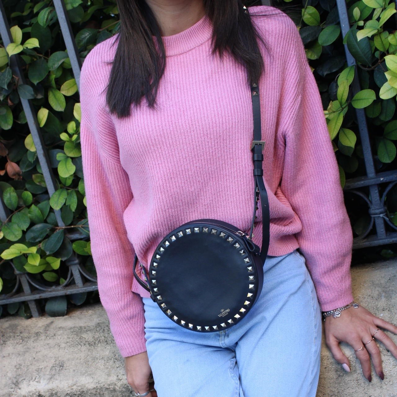Tracolla Valentino rockstud nera thumb