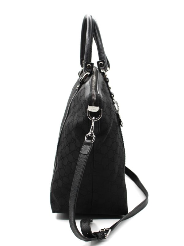 Shopper Gucci in tela GG e pelle nera
