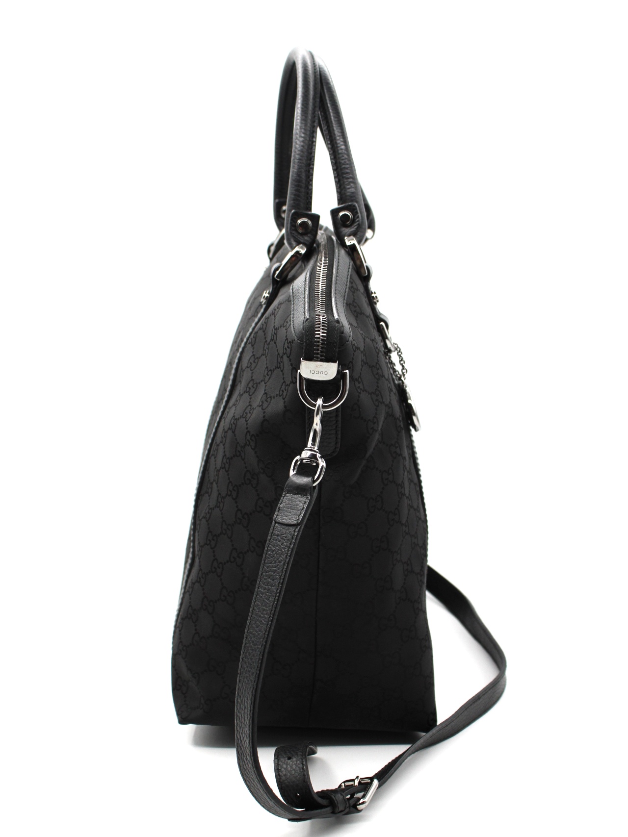 Shopper Gucci in tela GG e pelle nera thumb