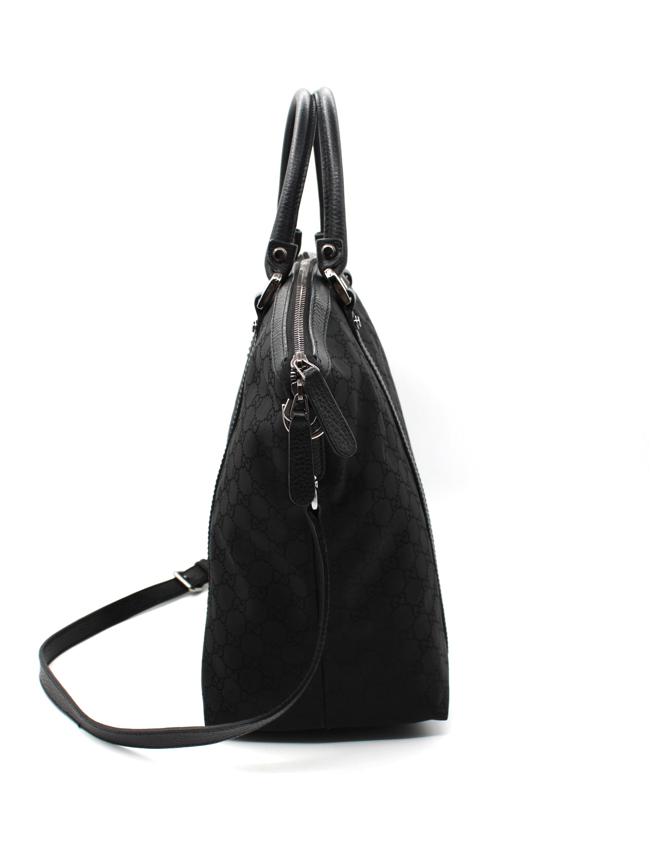 Shopper Gucci in tela GG e pelle nera thumb