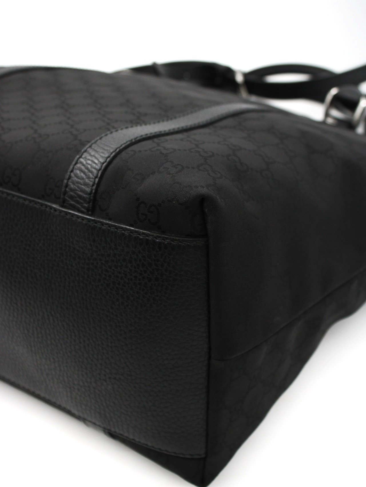 Shopper Gucci in tela GG e pelle nera thumb