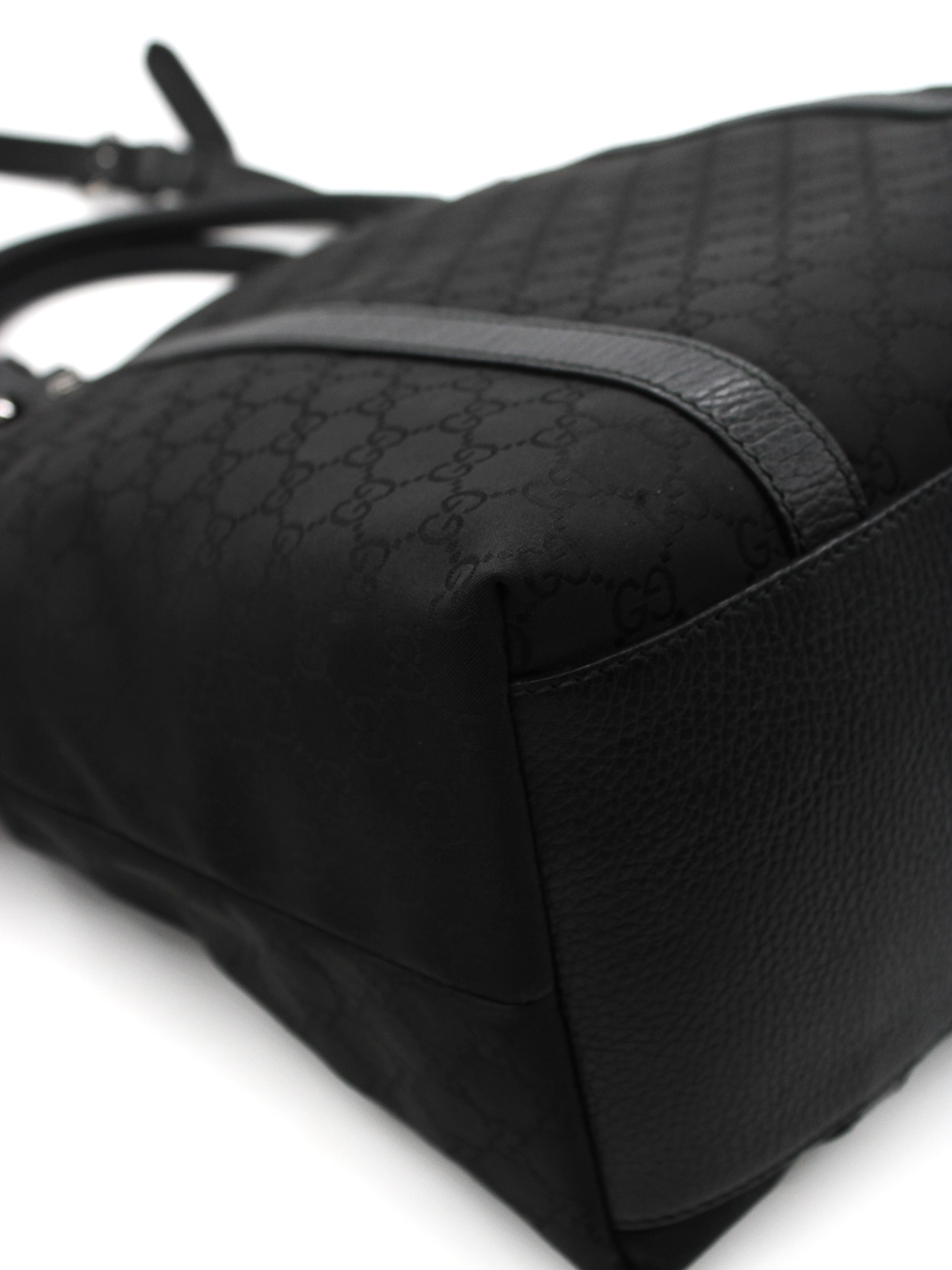 Shopper Gucci in tela GG e pelle nera thumb