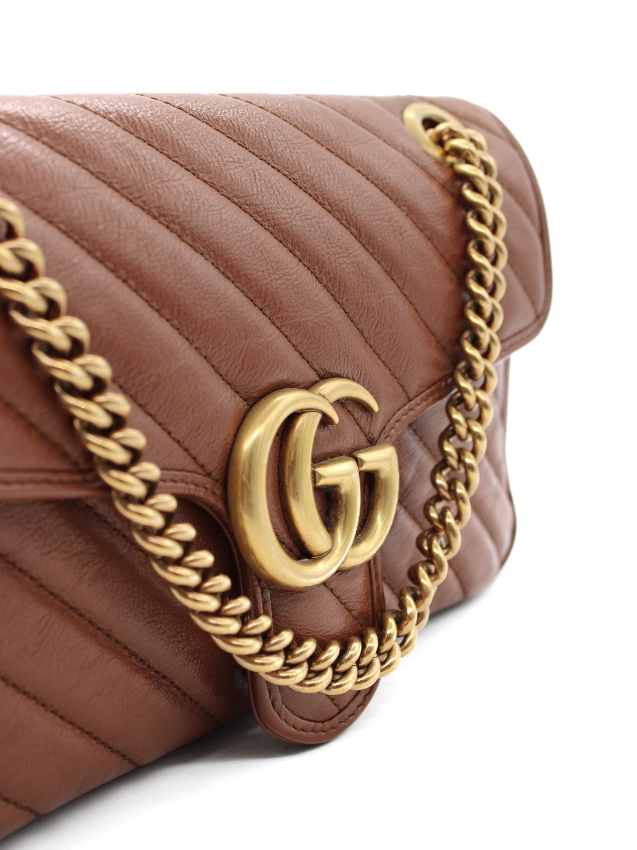 Borsa Gucci Marmont 26 in pelle marrone thumb