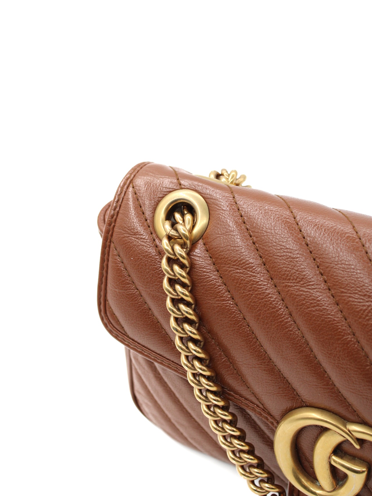Borsa Gucci Marmont 26 in pelle marrone thumb