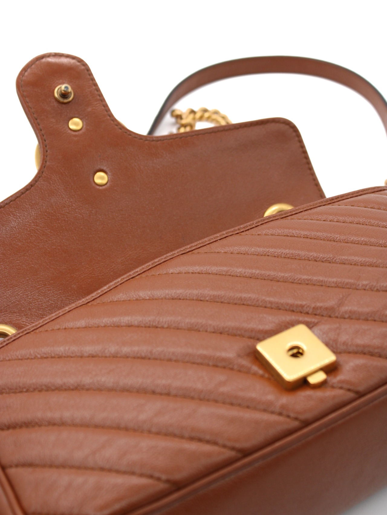Borsa Gucci Marmont 26 in pelle marrone thumb