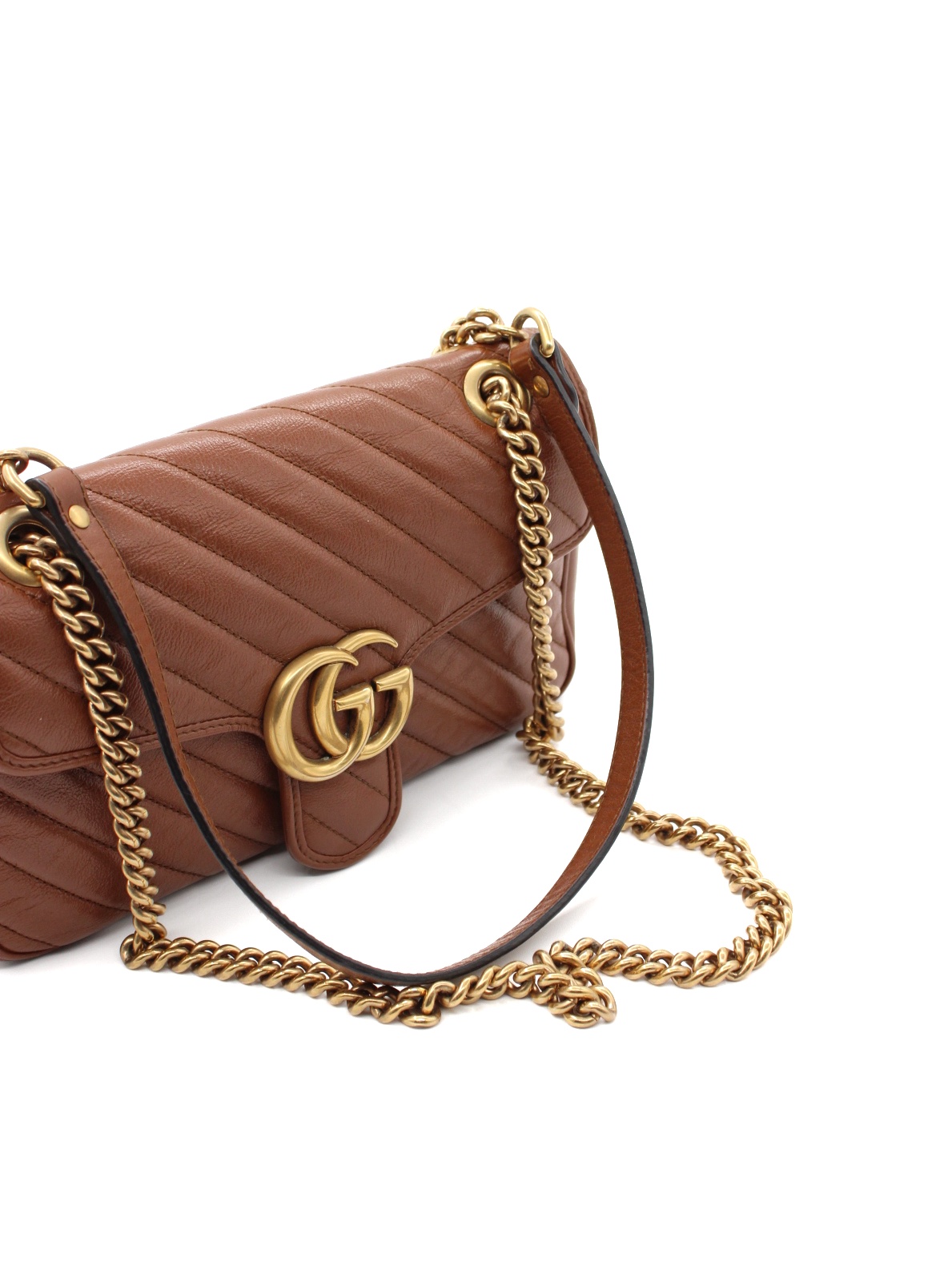 Borsa Gucci Marmont 26 in pelle marrone thumb