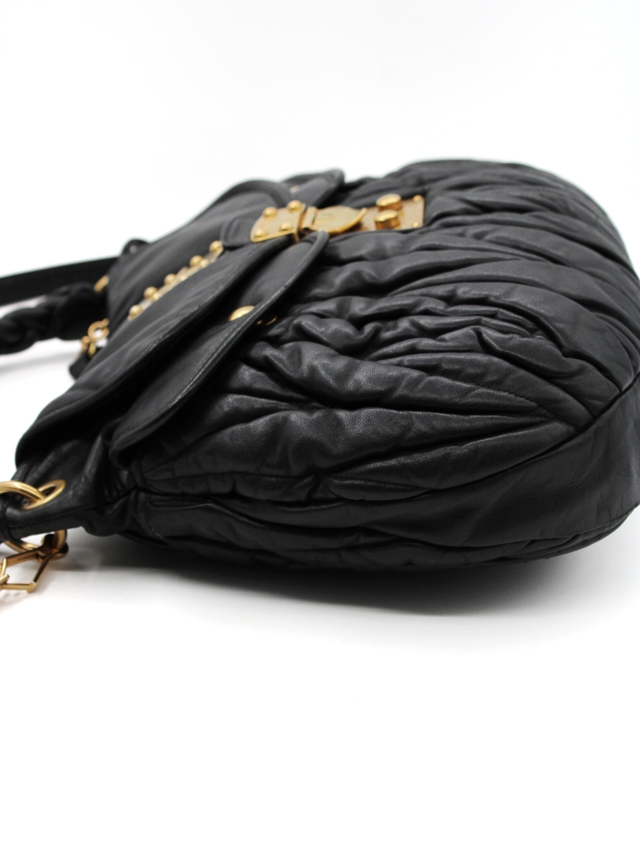 Borsa Miu Miu Coffer in pelle nera thumb
