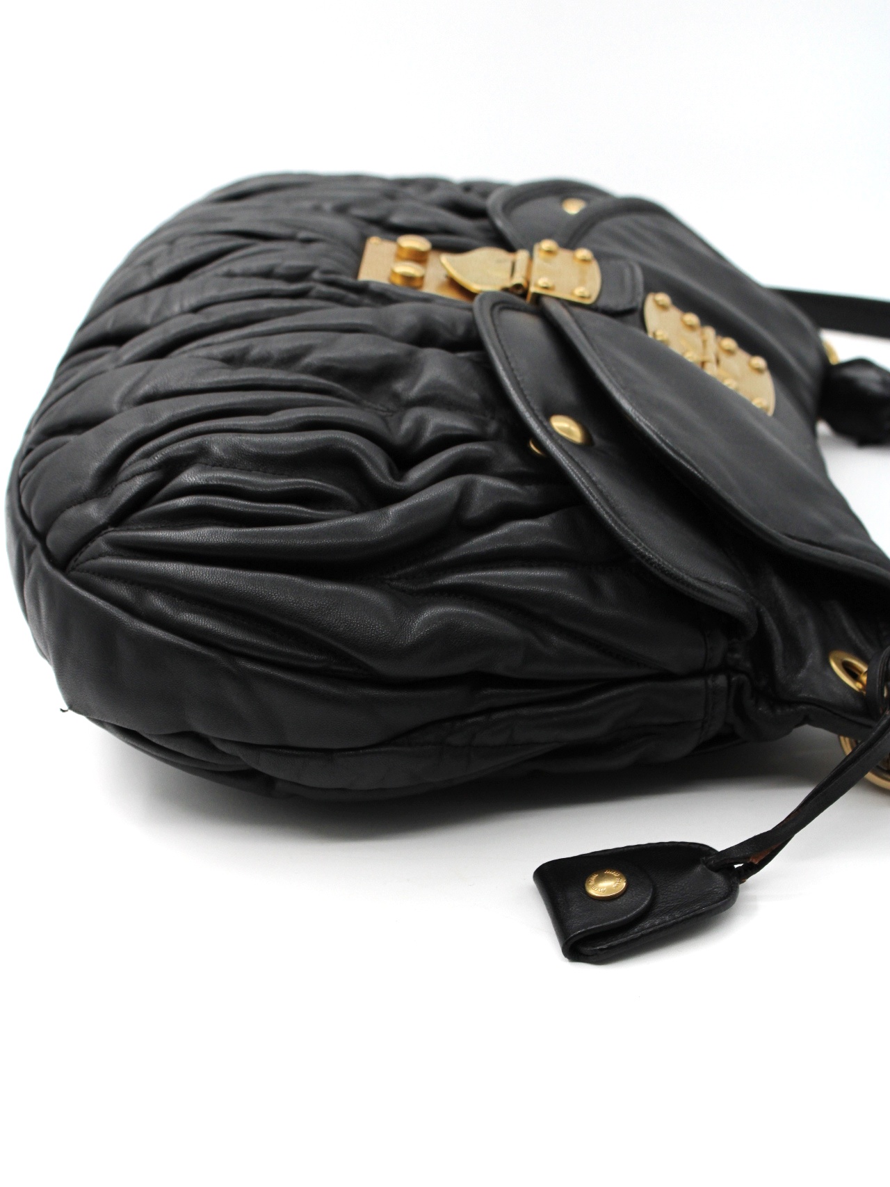 Borsa Miu Miu Coffer in pelle nera thumb