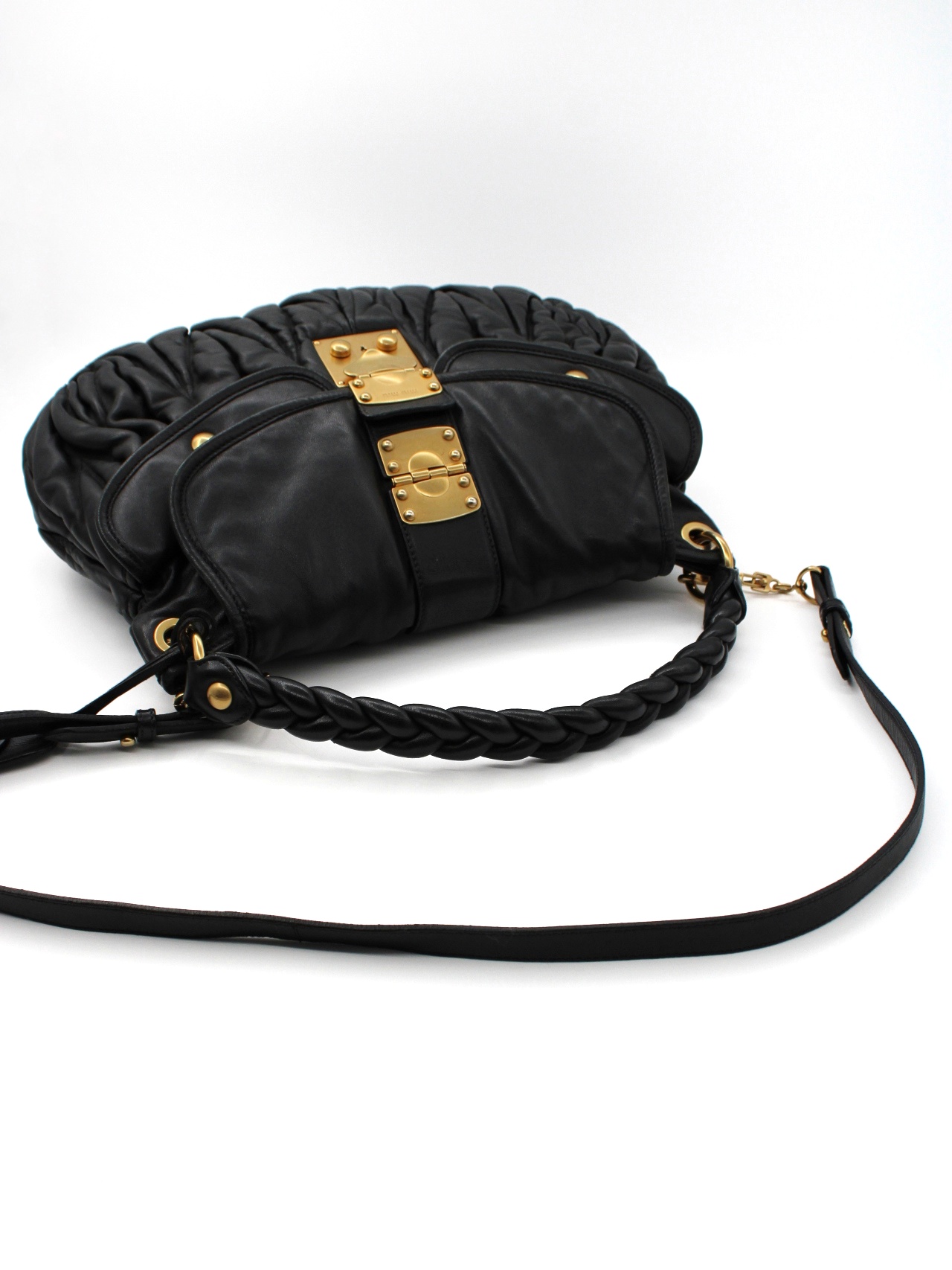 Borsa Miu Miu Coffer in pelle nera thumb