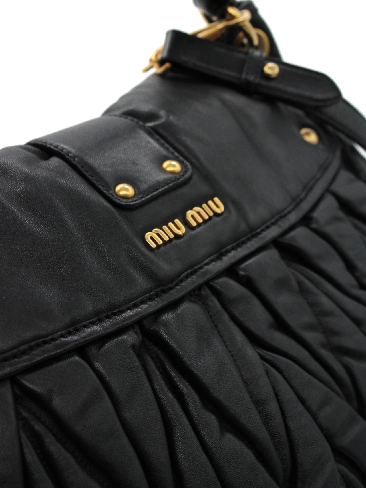 Borsa Miu Miu Coffer in pelle nera thumb