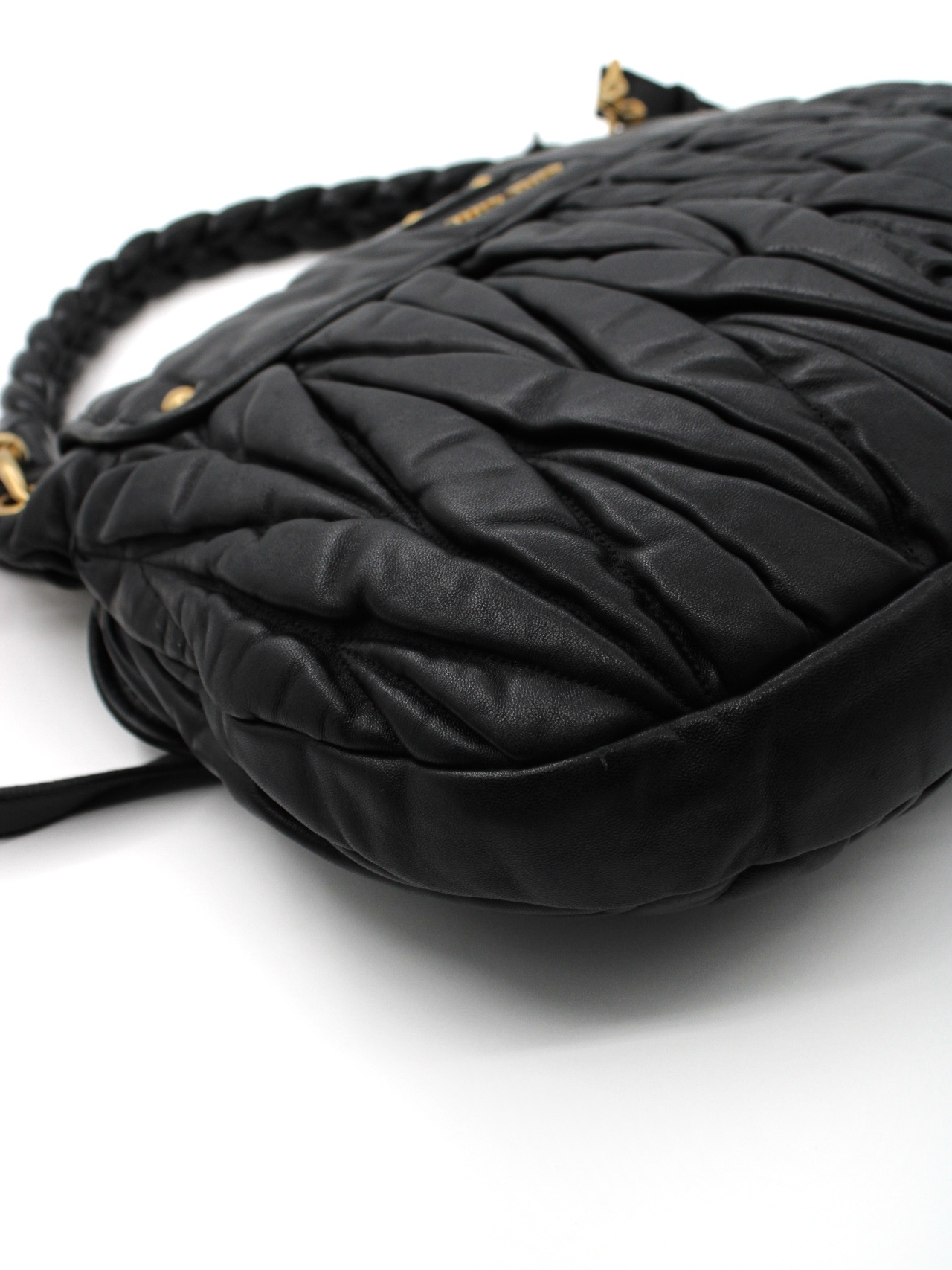 Borsa Miu Miu Coffer in pelle nera thumb
