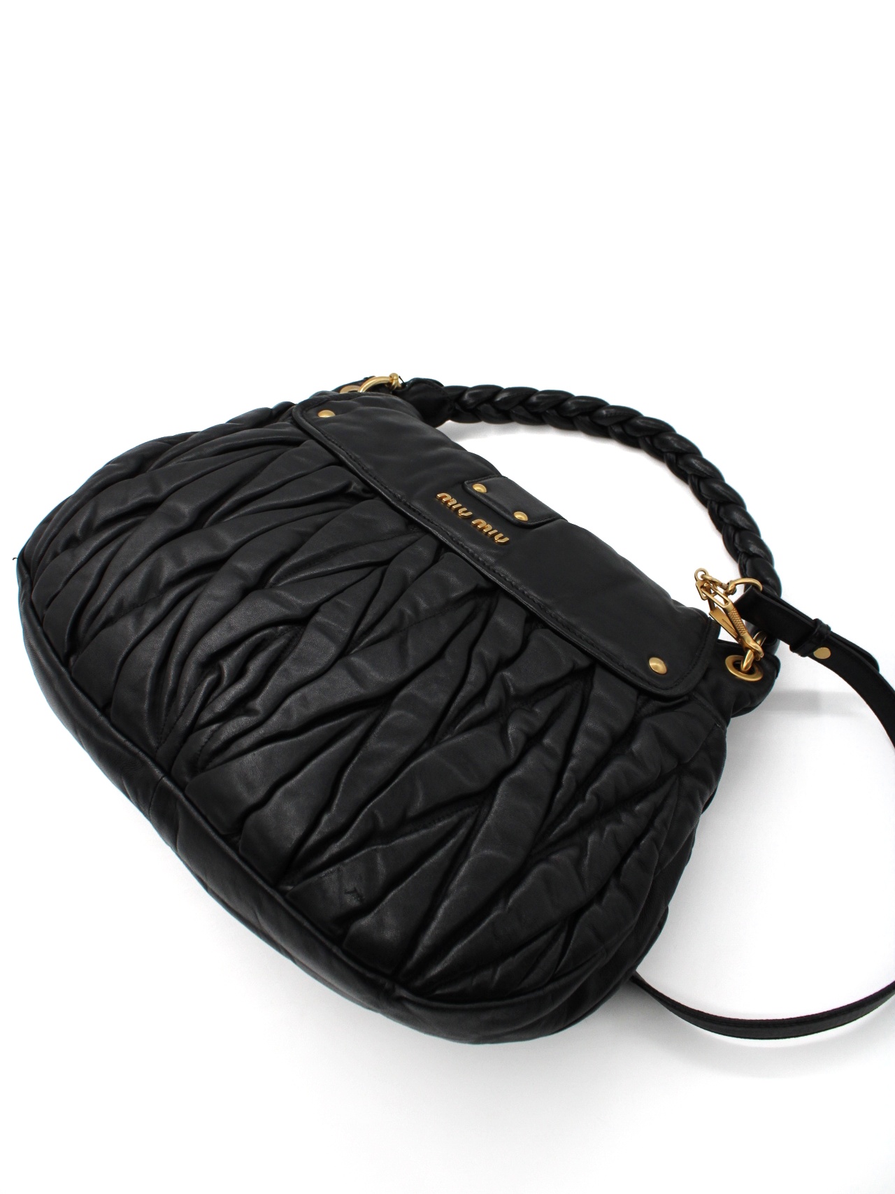 Borsa Miu Miu Coffer in pelle nera thumb
