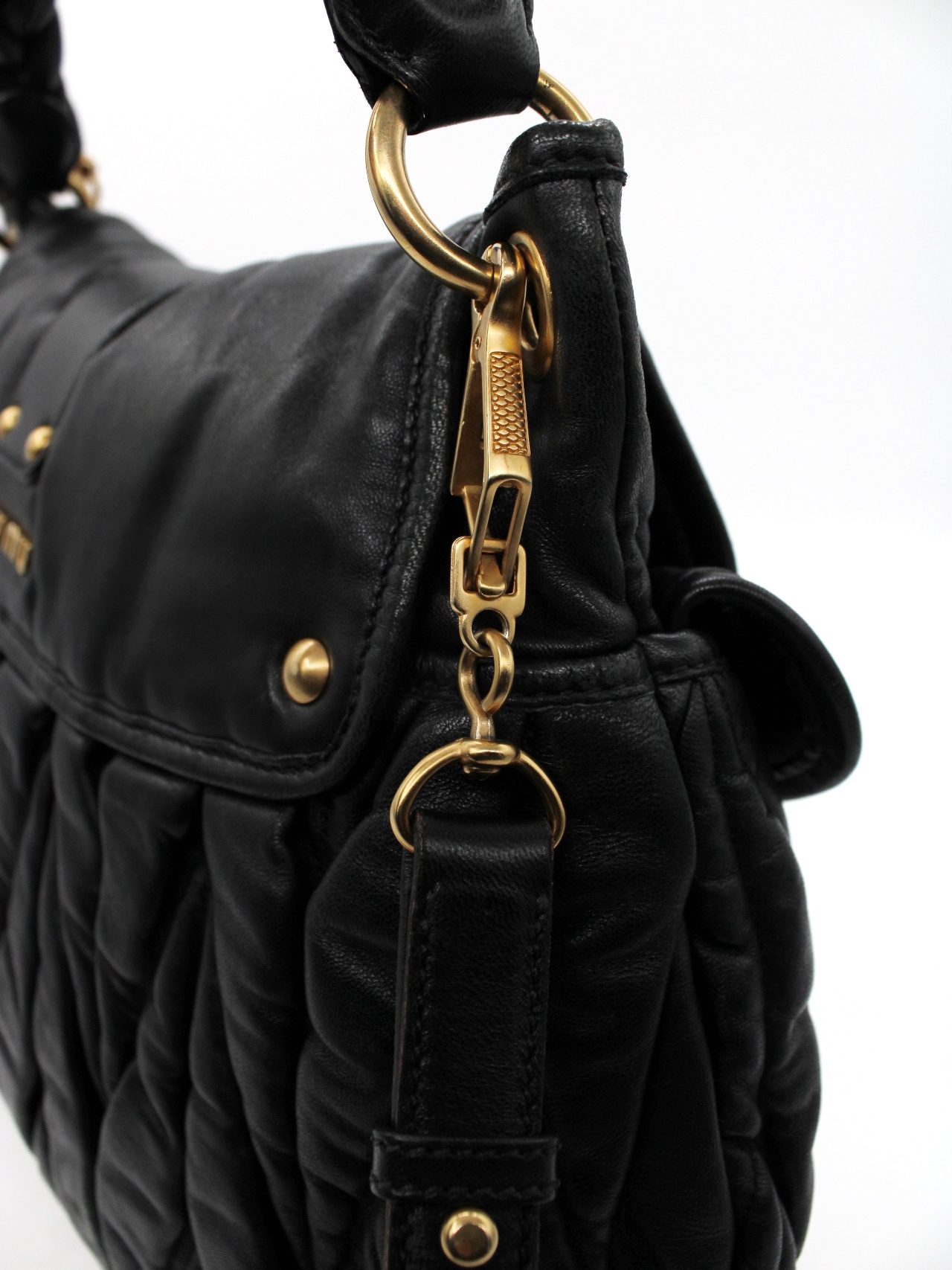 Borsa Miu Miu Coffer in pelle nera thumb