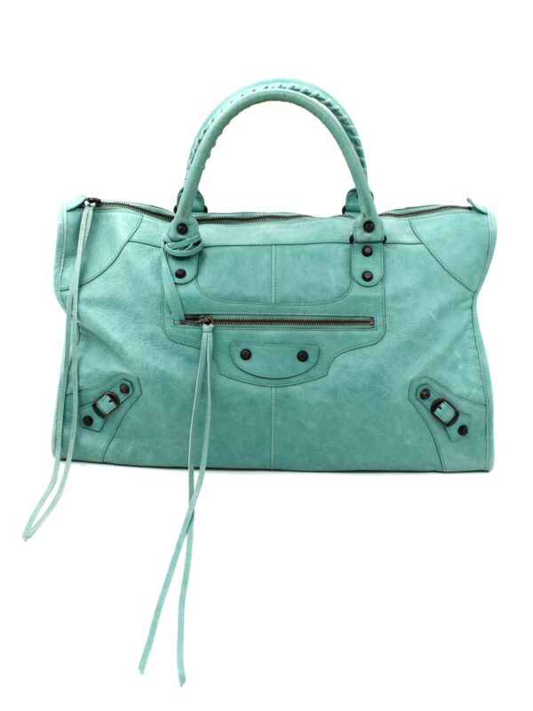 Borsa Balenciaga City in pelle verde acqua