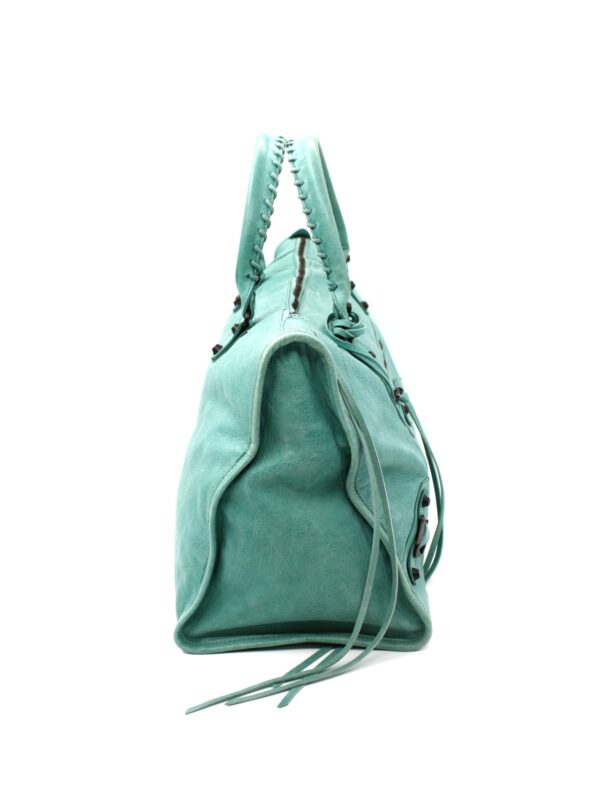 Borsa Balenciaga City in pelle verde acqua