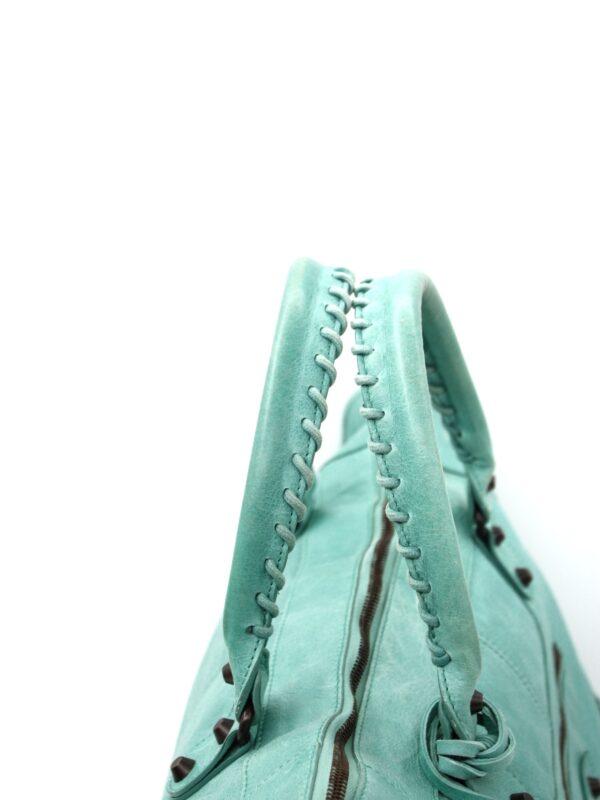 Borsa Balenciaga City in pelle verde acqua