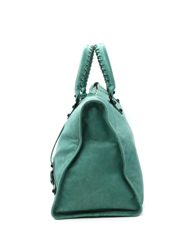 Borsa Balenciaga City in pelle verde acqua