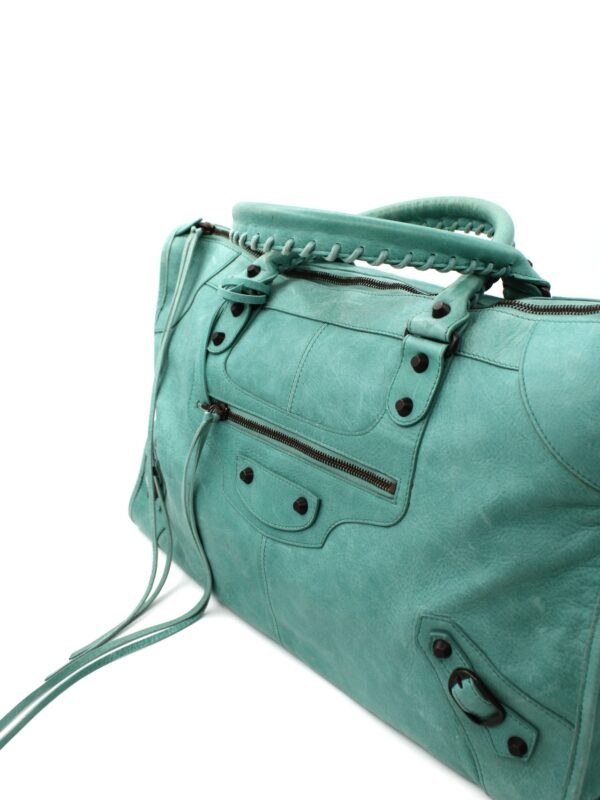 Borsa Balenciaga City in pelle verde acqua