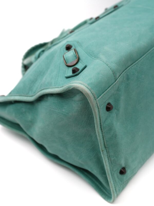Borsa Balenciaga City in pelle verde acqua