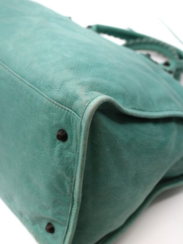 Borsa Balenciaga City in pelle verde acqua