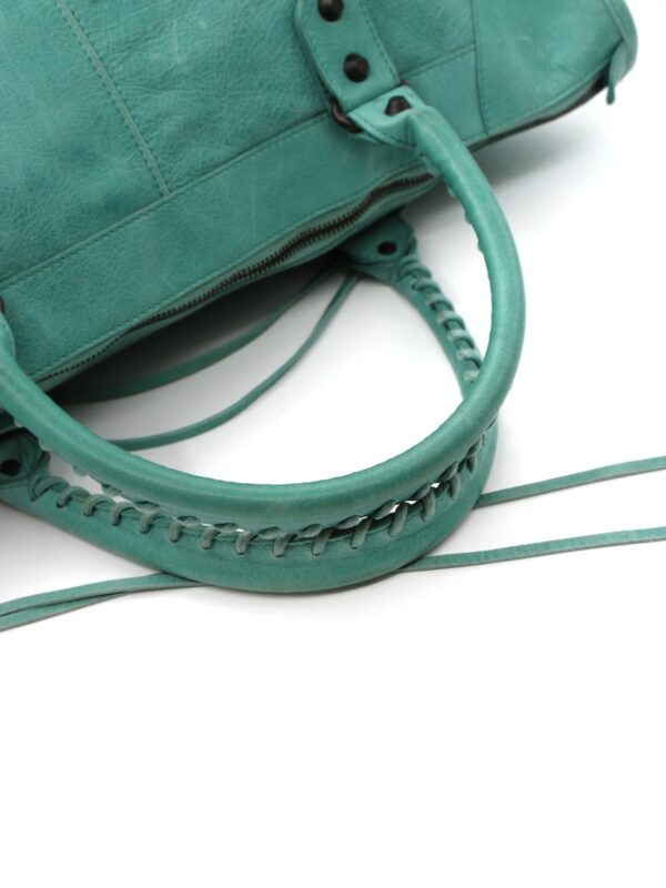 Borsa Balenciaga City in pelle verde acqua
